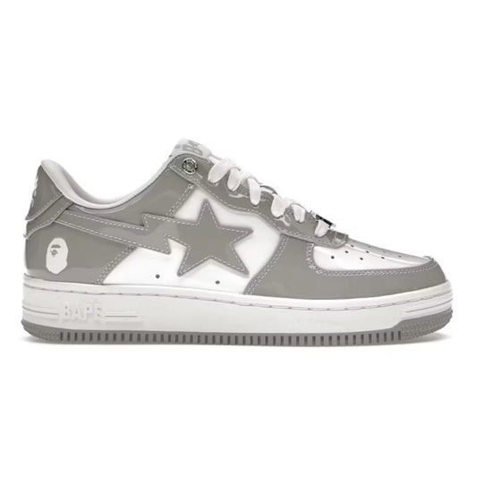 Bapesta “Patent Leather White Grey”